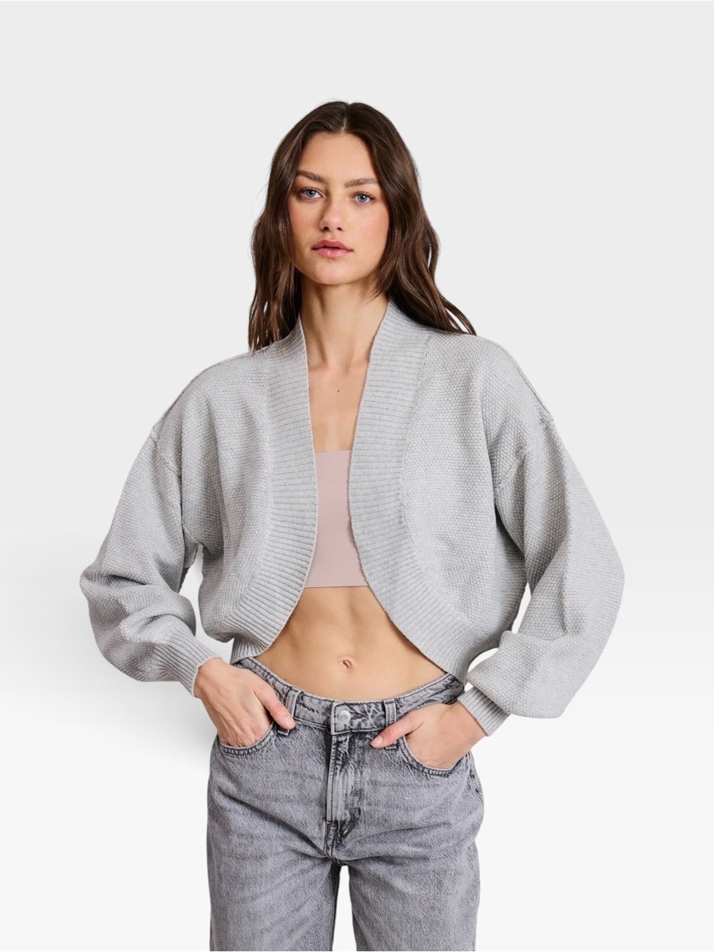 Flat White Angie Sweater Cardigan, gray NWT, XS/S